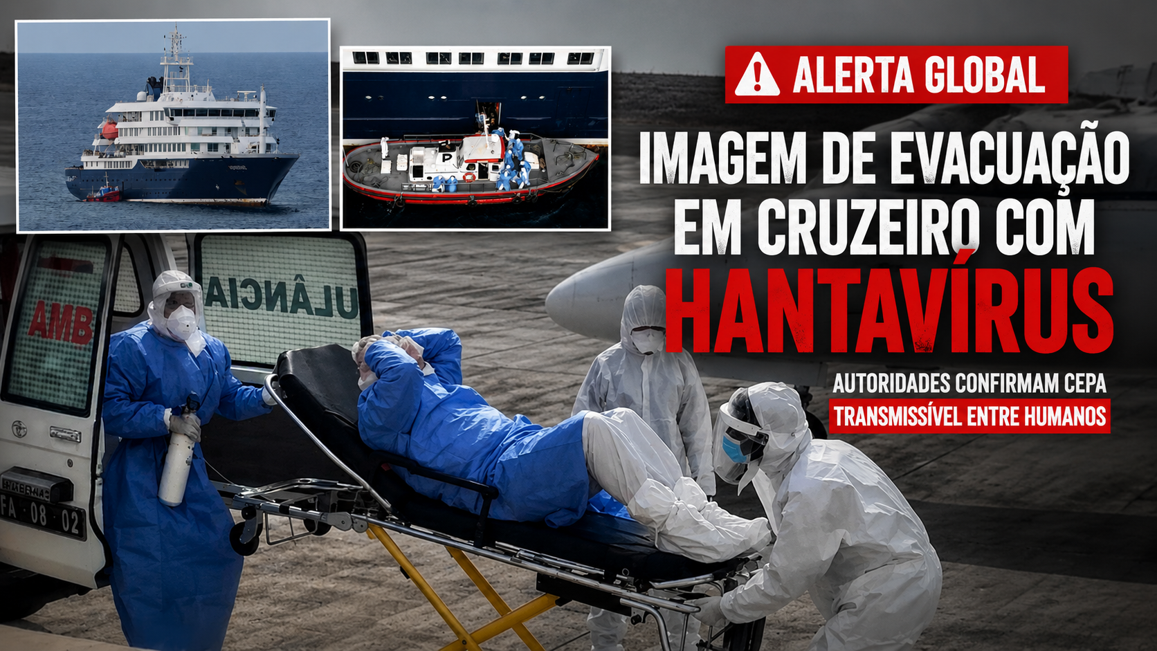 Imagem de evacuação em cruzeiro com hantavírus aumenta tensão após confirmação de cepa transmissível