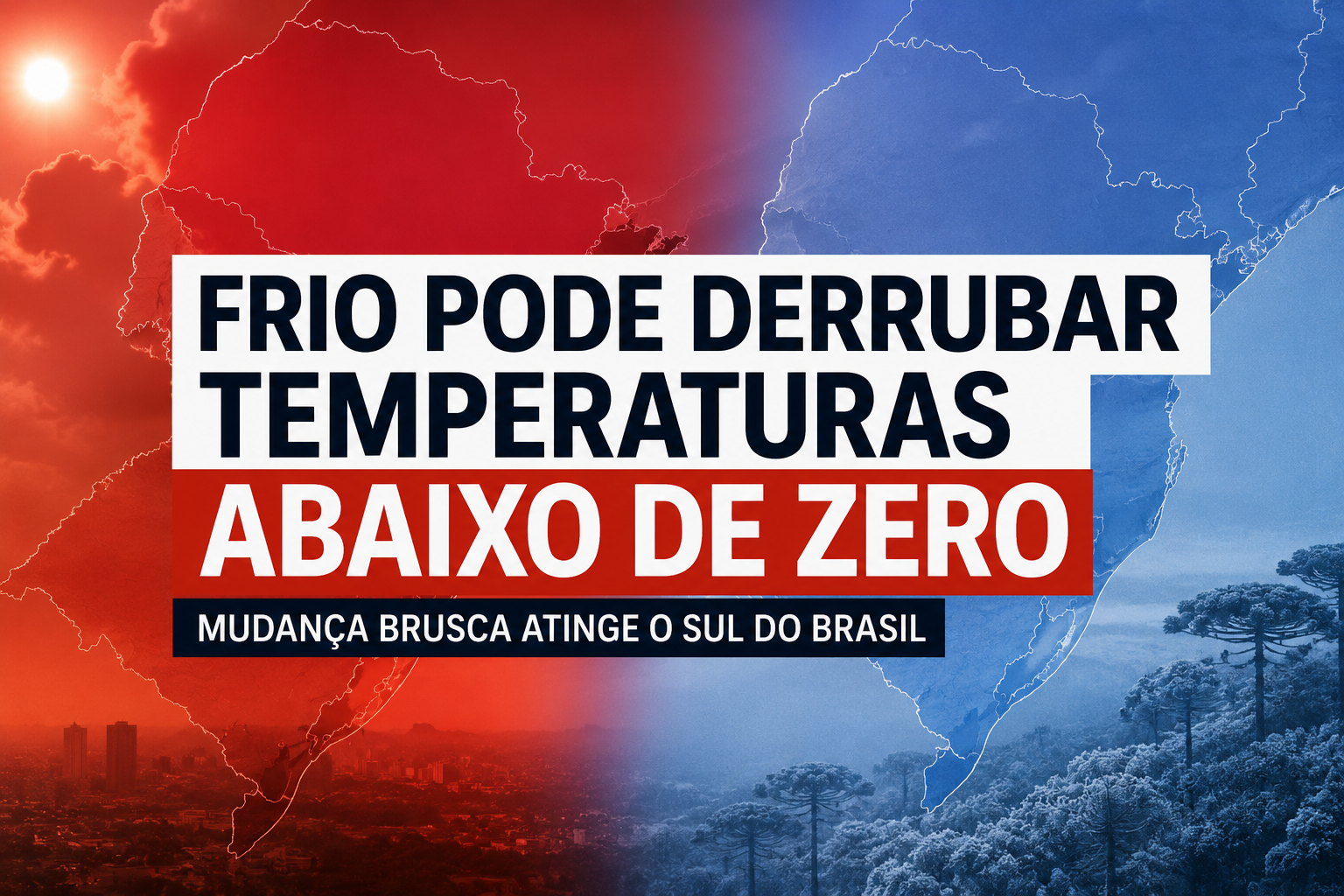 Frio histórico pode derrubar temperaturas de 35°C para abaixo de zero no Sul do Brasil