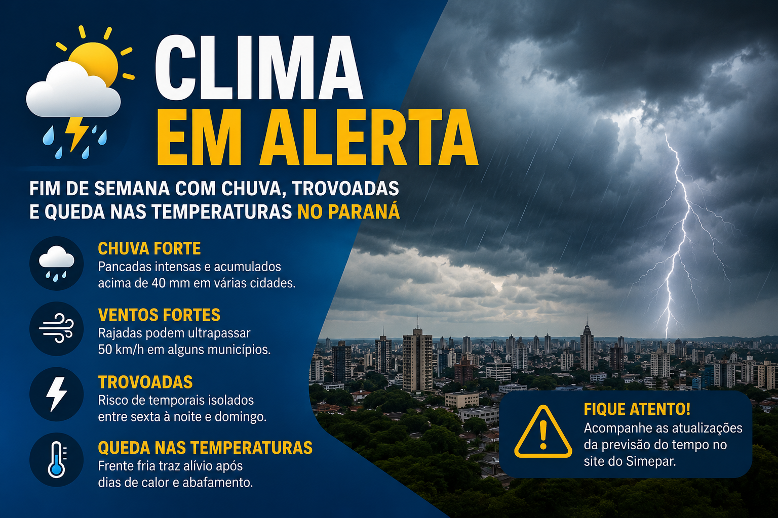 Frente fria avança e fim de semana pode ter temporais no Noroeste do Paraná — imagem 1